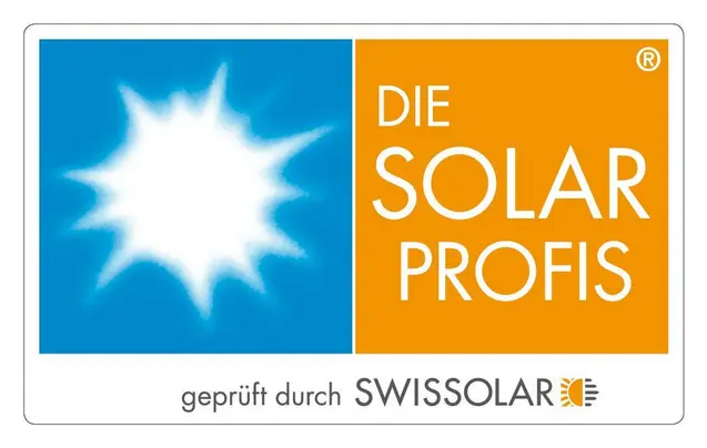 Bild mit Text: Die Solar Profis - geprüft durch SWISSOLAR